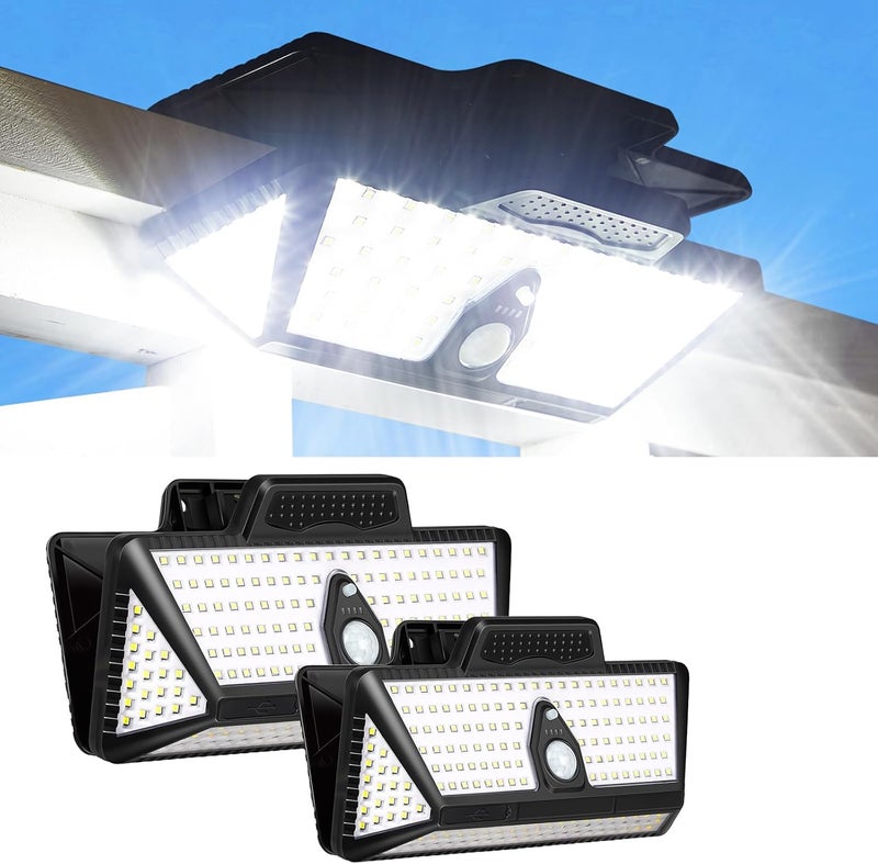 LIFENGSOLER Large Clip on Solar Lights Outdoor, 208 LEDs 1000Lum Bright Solar Security Light with Motion Sensor, 3 Ways -Mount, Portable Solar Outdoor Lights for Fence Gutter Garage Yard (2Pack) - Image 1